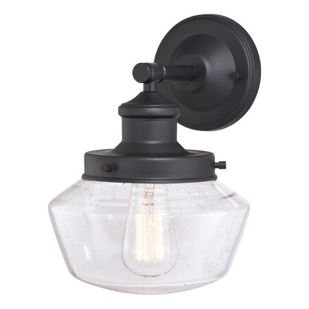 Vaxcel Collins 1 Light Black Farmhouse Outdoor Wall Lantern Clear Schoolhouse Glass T0545